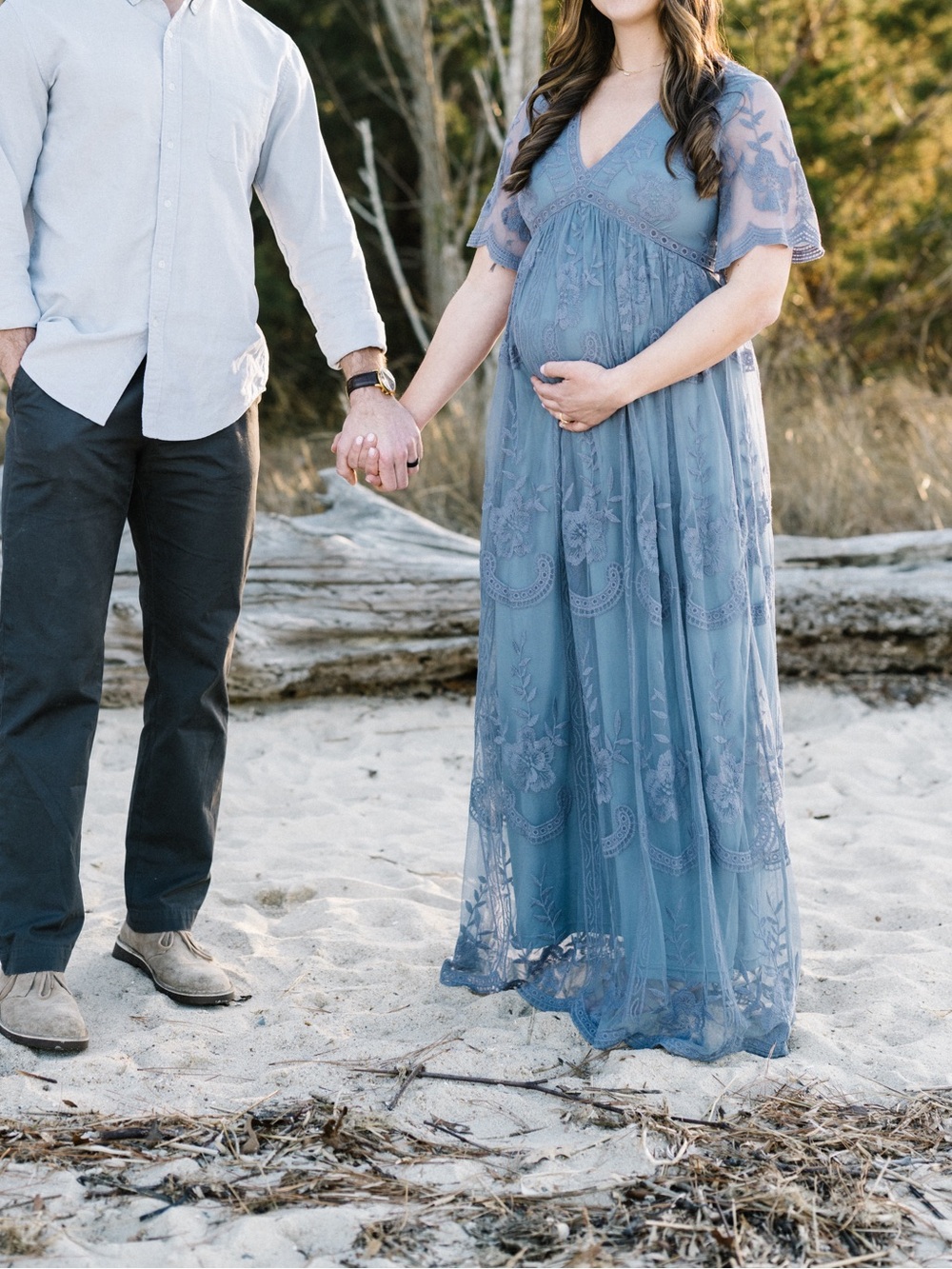 V-Neck Embroidered Maxi Dress in Dusty Lavender